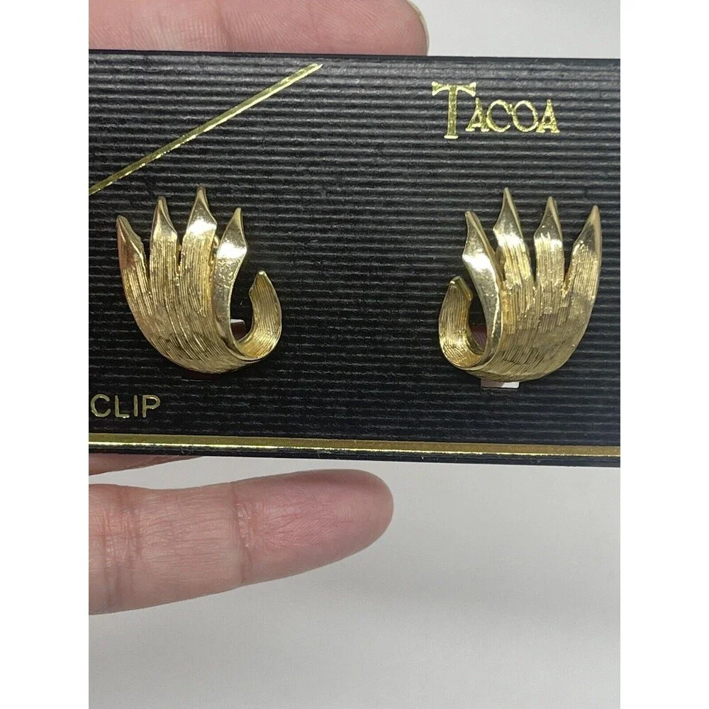 Vintage Tacoa Gold Tone Clip Earrings New
